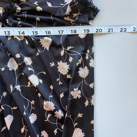 Vintage Black Lace Maxi Slip Dress Nightgown Boudoir Trad Sheer Floral Lace M - Picture 9 of 11